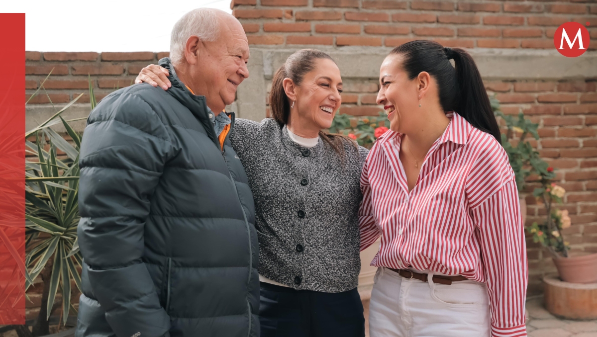 Sheinbaum junto al gobernador del estado, Víctor Castro y la presidenta municipal de La Paz, Milena Quiroga. | Especial.
