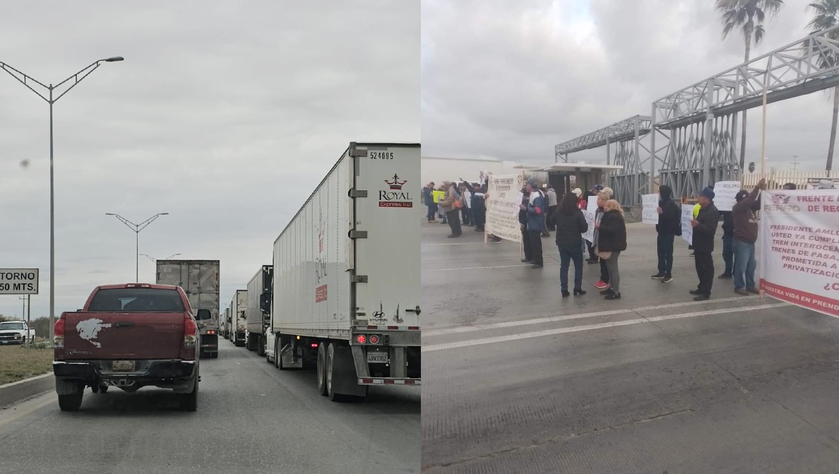 Frente Ferrocarrilero bloquea puente 3 en Nuevo Laredo