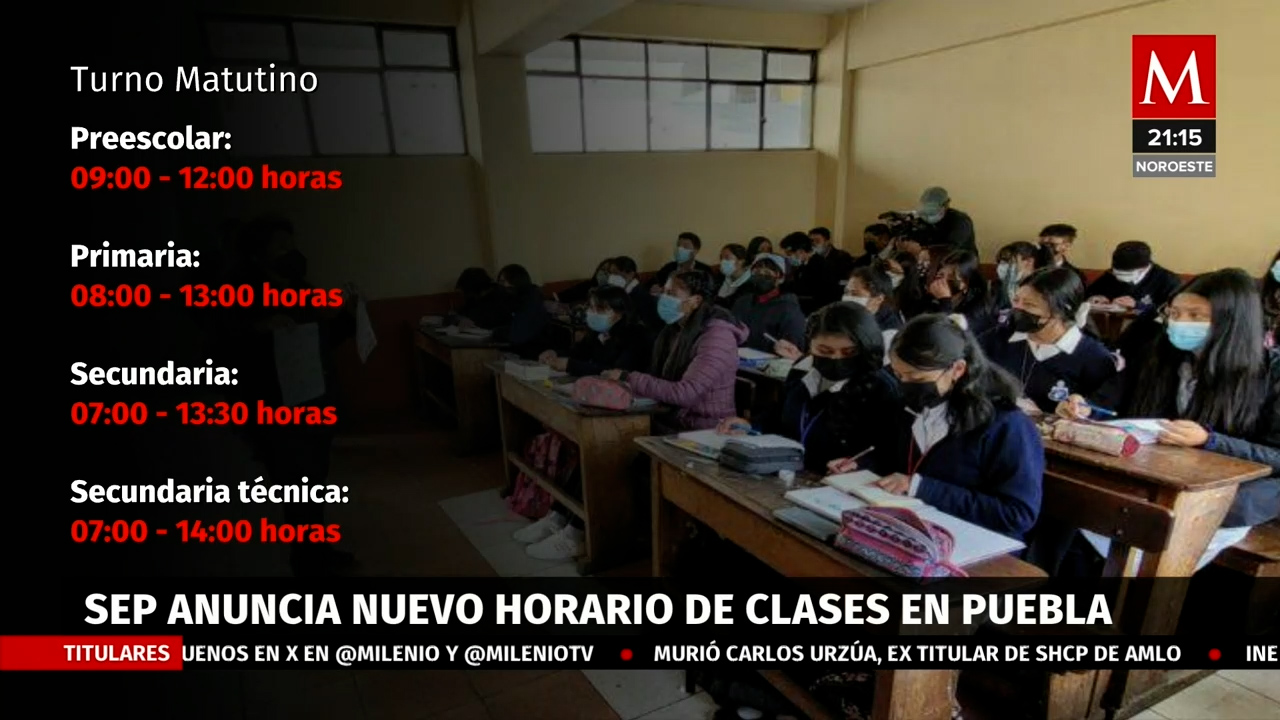 Nuevo horario escolar en Puebla por conclusión del invierno