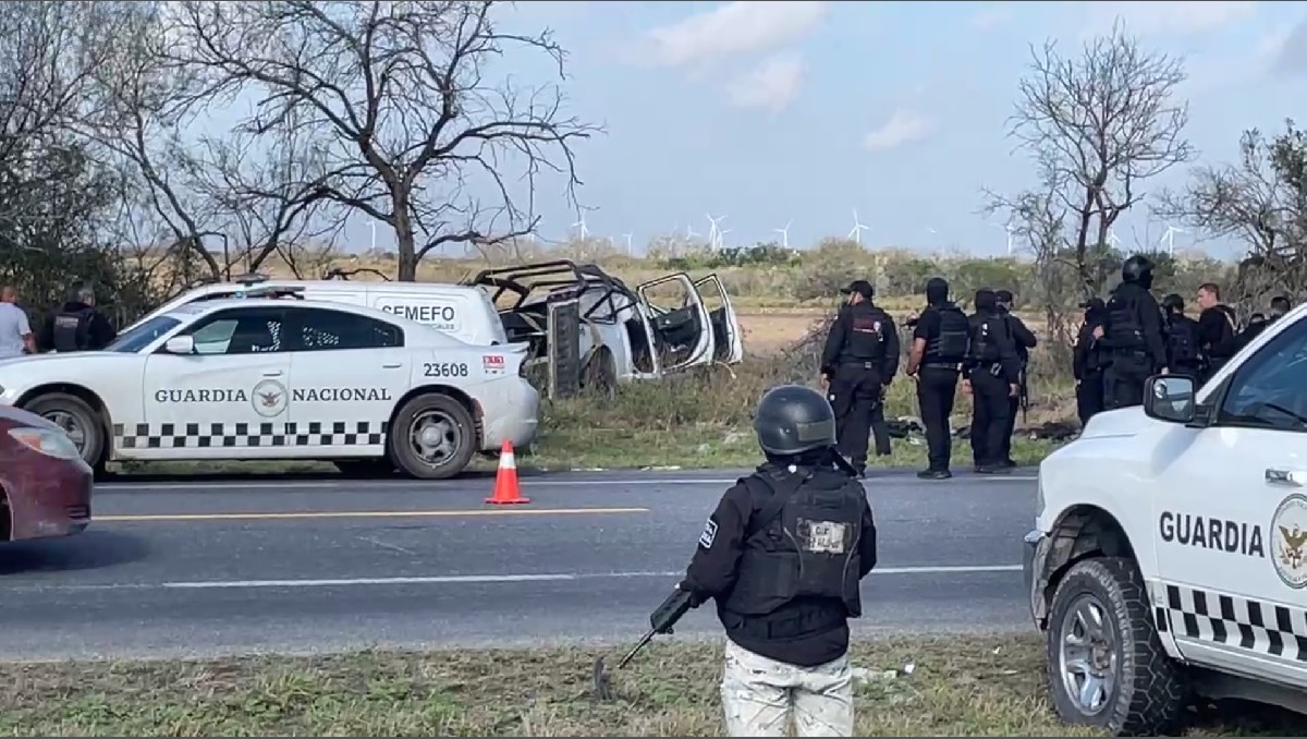 Volcadura de unidad de la Guardia Estatal. (Telediario Reynosa)