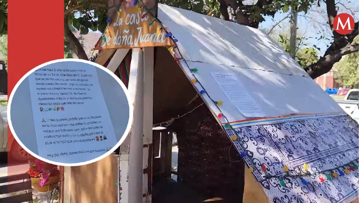 Construyen casita en la banqueta a mujer en situación de calle. (Telediario Victoria)