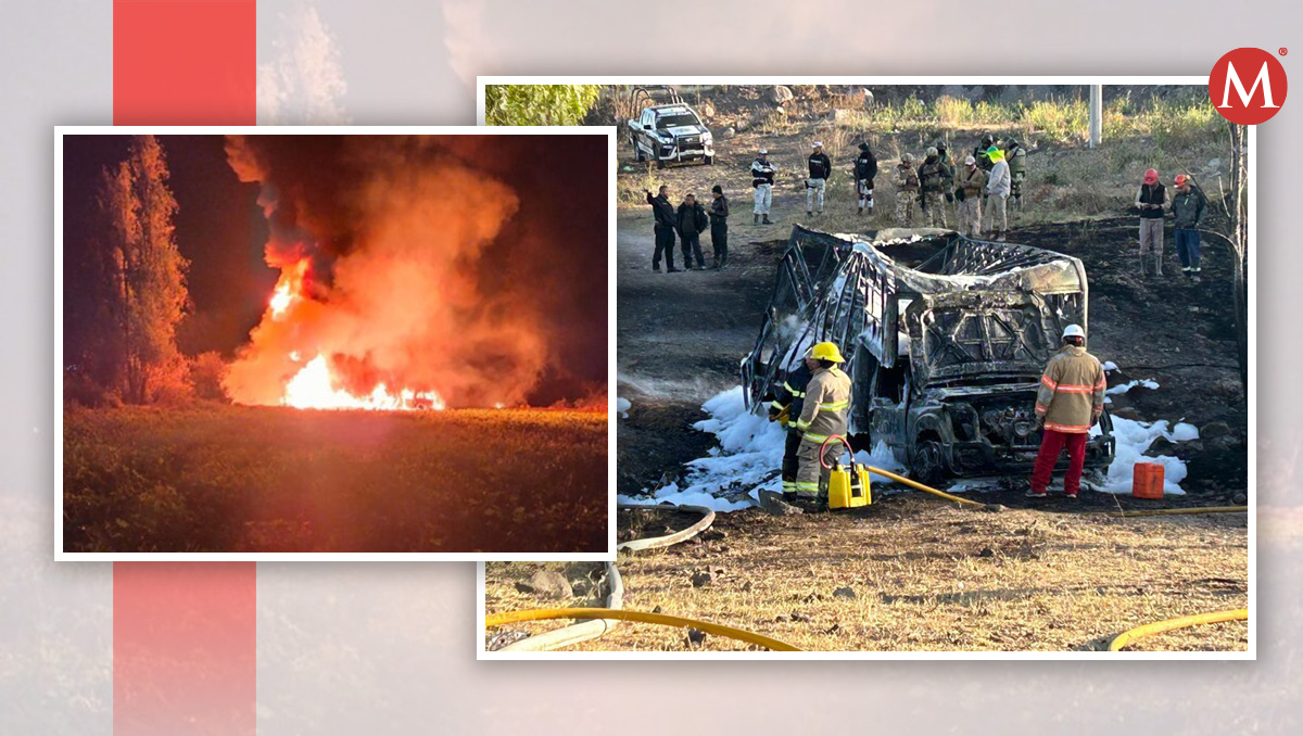 Camioneta usada para robo de combustible explotó en Atotonilco de Tula
