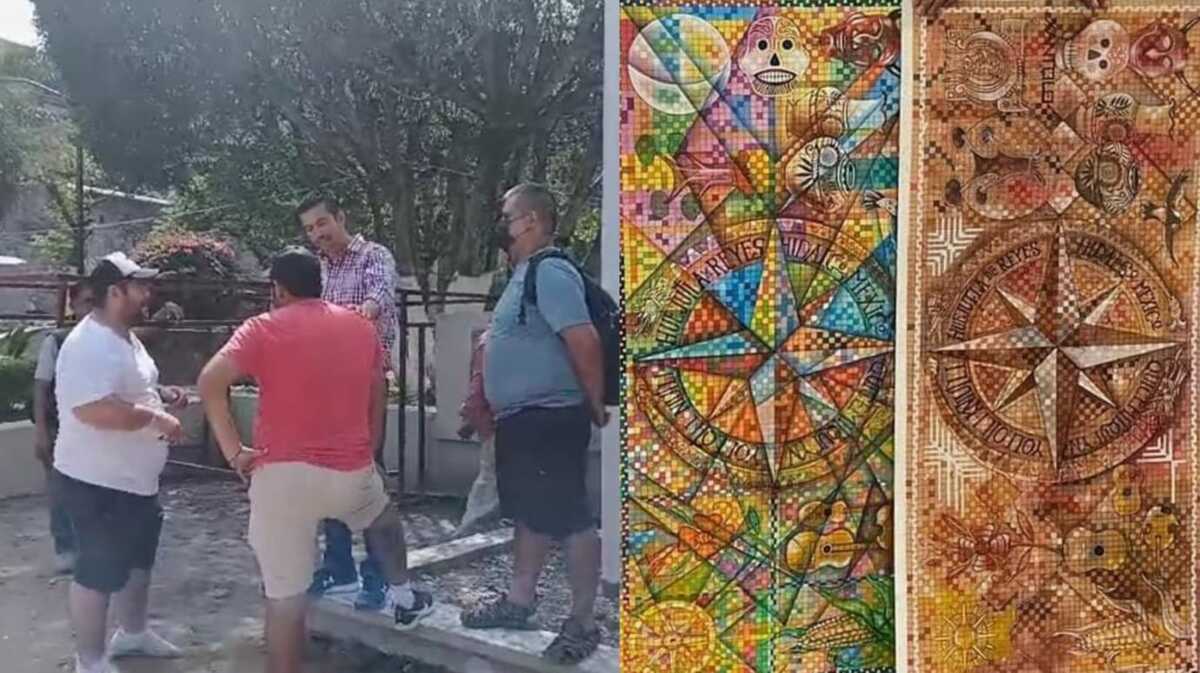La obra artística en forma de písal que recubrirá la explanada del reloj municipal.