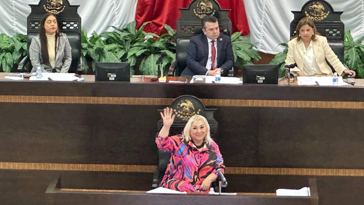 Adriana Lozano en comparecencia en Congreso de Tamaulipas. (Antonio Hernández)