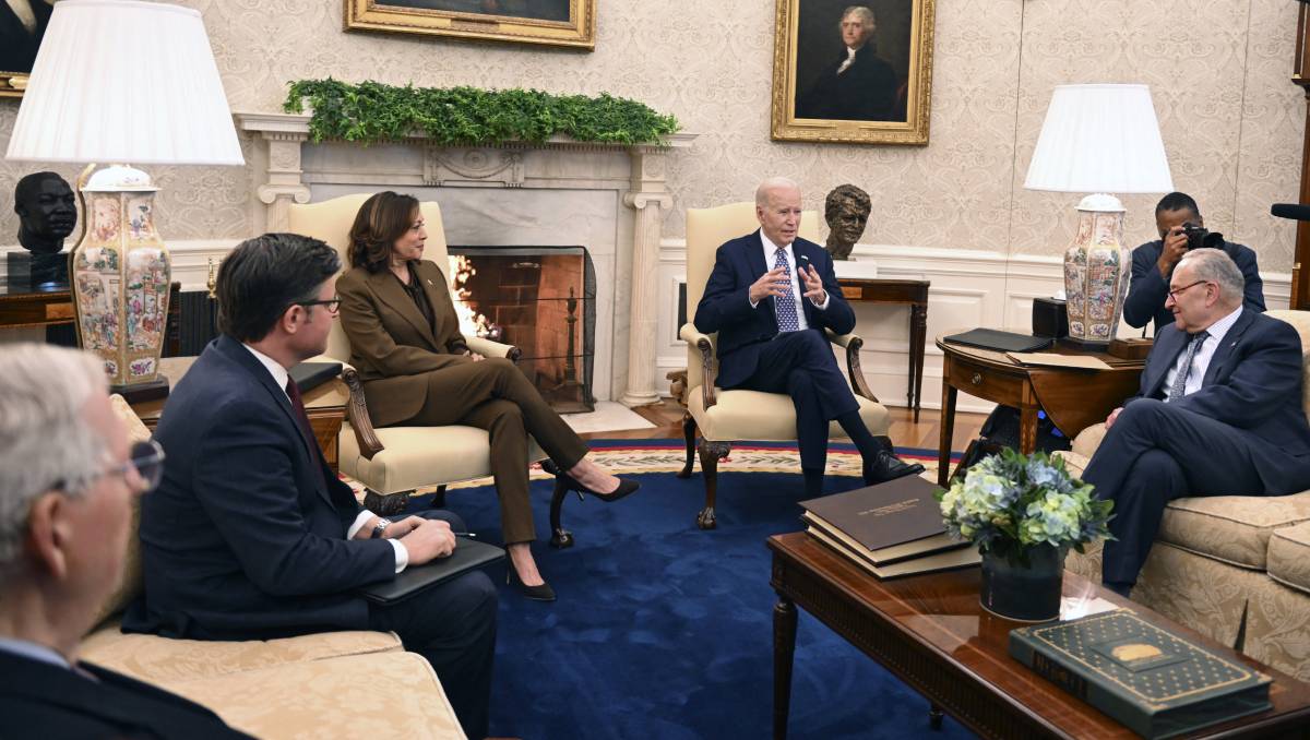Joe Biden recibió a los líderes partidistas en su oficina oval, a puerta cerrada | AFP