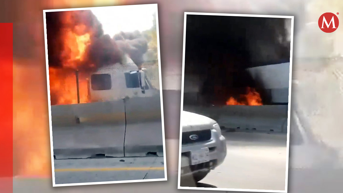Tras impacto, tráiler se incendia en la autopista México-Querétaro