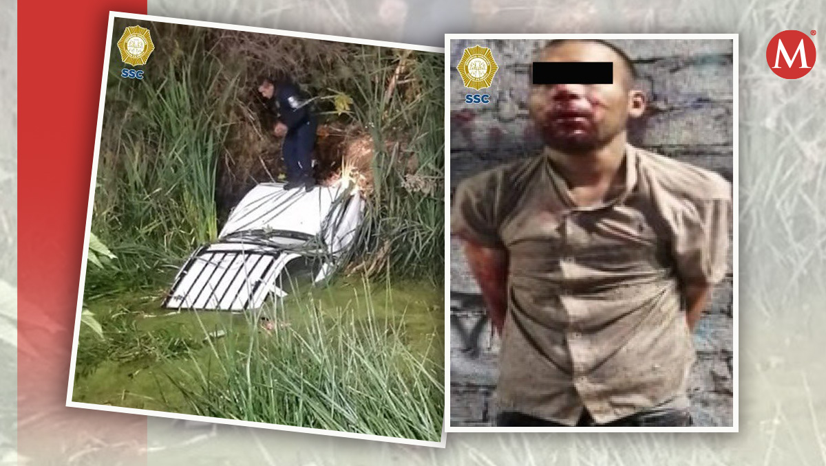 El hombre cayó con el vehículo robado a un canal de aguas negras, lo que facilitó su detención.