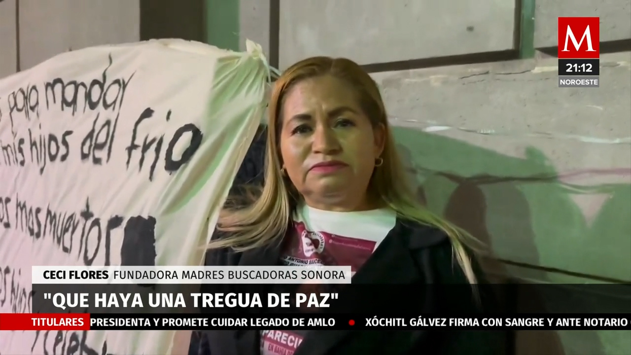 Ceci Flores, madre buscadora piden paz con manta a carteles