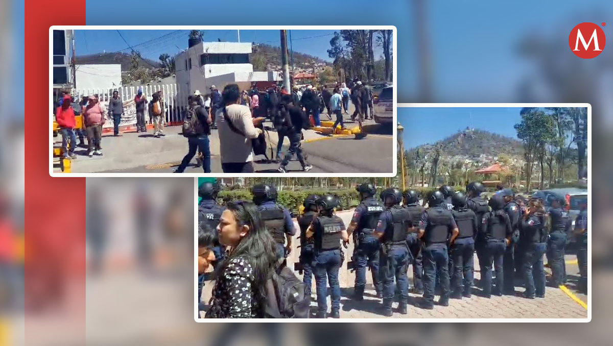 Campesinos bloquean entradas y salidas del Palacio de Gobierno de Hidalgo