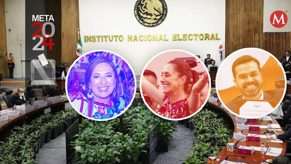 Claudia Sheinbaum, Xóchitl Gálvez y Jorge Álvarez Máynez [Diseño de Óscar Ávila ]