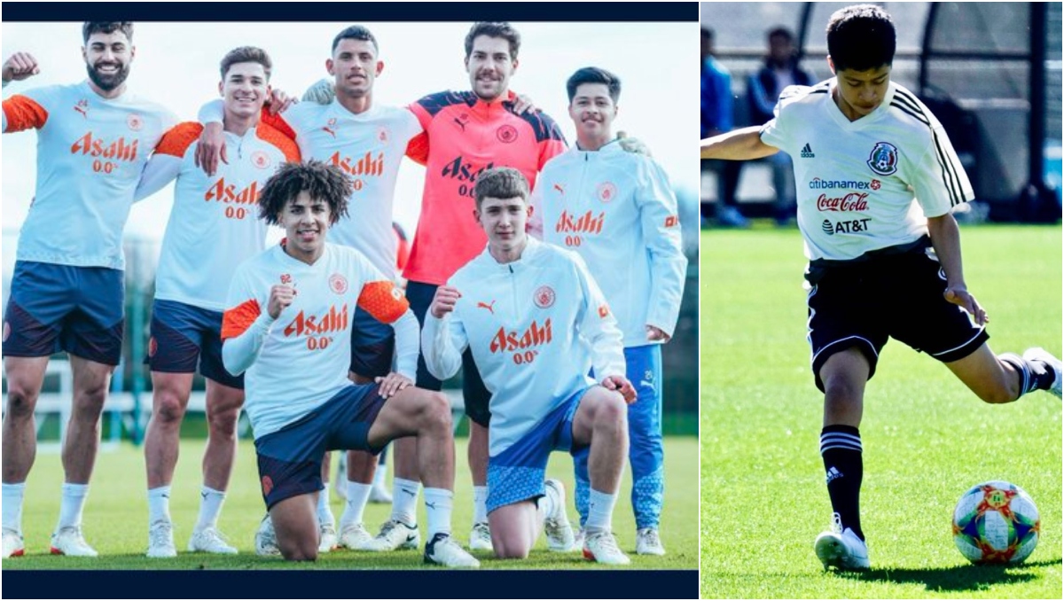 El mexicano Álex Alcalá, presente en los entrenamientos del Manchester City (X @AlexAlcala_05)