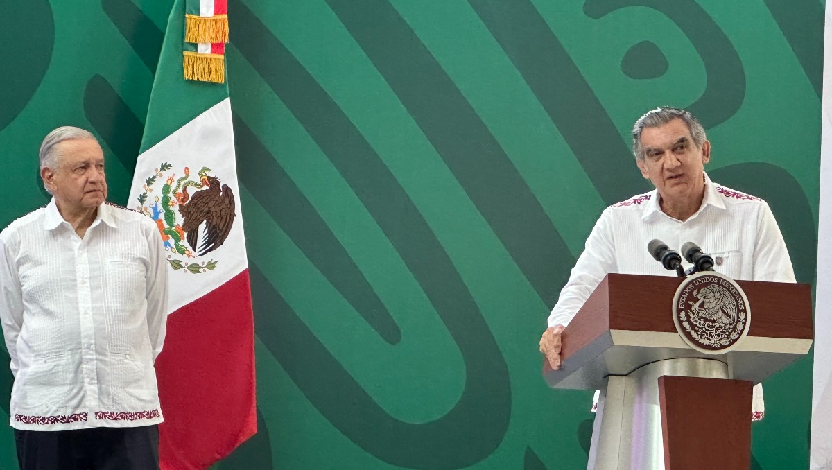 AMLO con Américo Villarreal en Ciudad Victoria. (Antonio Hernández)