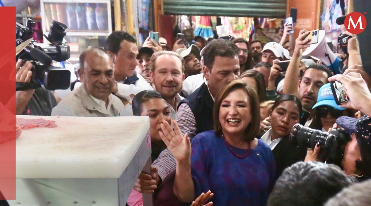 Los candidatos Xóchitl Gálvez y Santiago Taboada desde mercado Escuadrón 201 de Iztapalapa | Foto. Ariel Ojeda