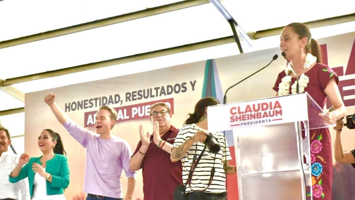 Manuel Velasco y Claudia Sheinbaum en un evento de campaña | Especial