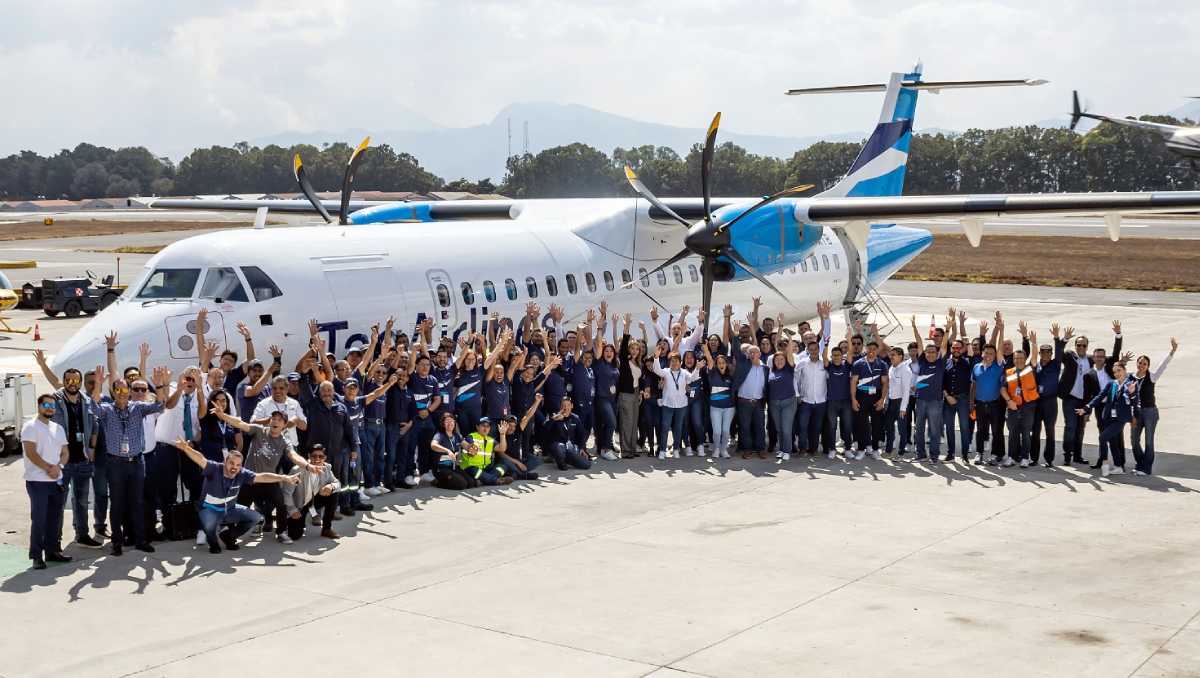 Marcela Toriello, presidenta y CEO de TagAirlines, encabezó la ceremonia de recepción del nuevo avión. | Especial