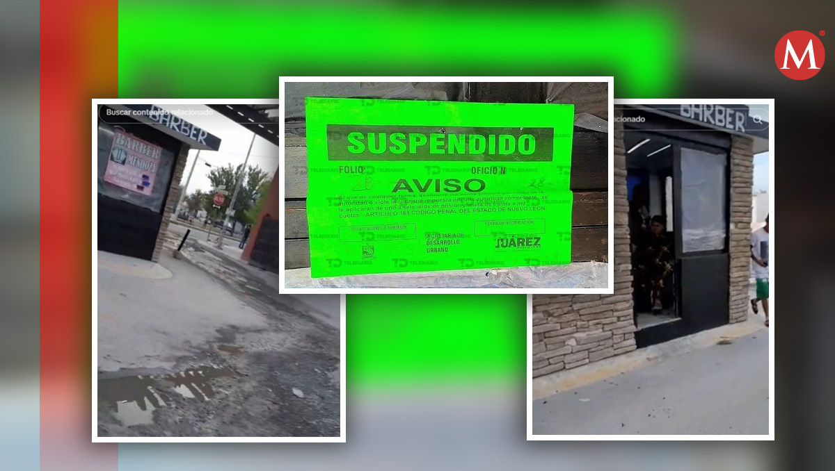 Suspenden barbería instalada en caseta de seguridad en Juárez. Foto: Especial