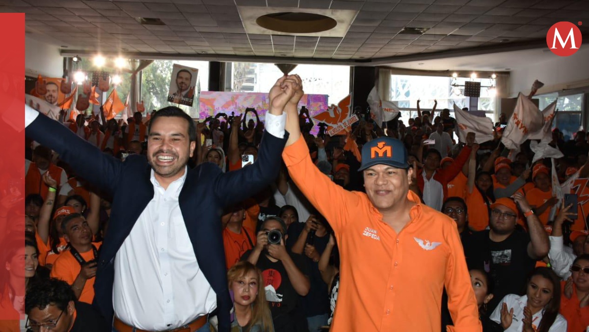 Candidato a la Presidencia Jorge Álvarez Máynez y el senador Juan Zepeda de MC. Foto: (Especial)