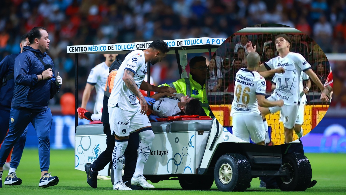Santiago Trigos y Mateo Casares sufren fuerte choque de cabezas en partido de Toluca ante Pumas