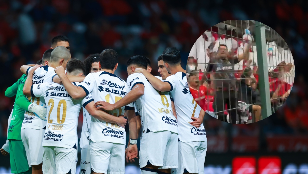 Aficionados de Toluca se burlan de Pumas con figuras de Hello Kitty (Imago7 / Captura de pantalla TUDN)