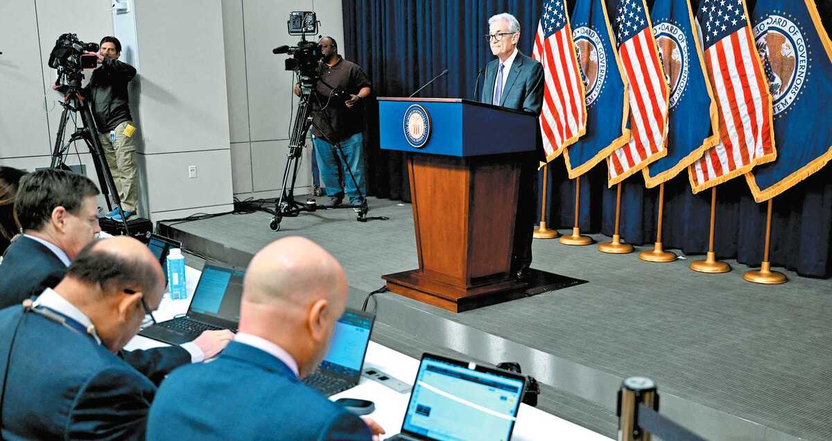 Jerome Powell, jefe del organismo, en el mensaje de ayer. MANDEL NGAN/AFP