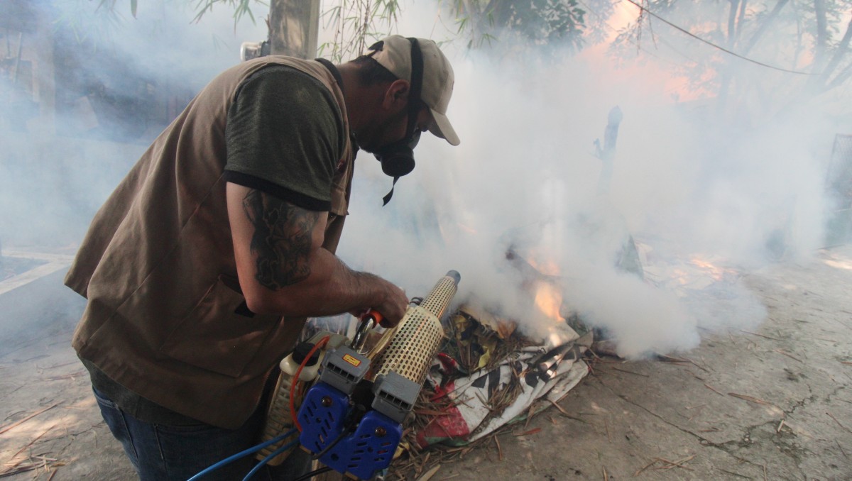 Fumigación en sitios turísticos de Tampico. (Yazmín Sánchez)