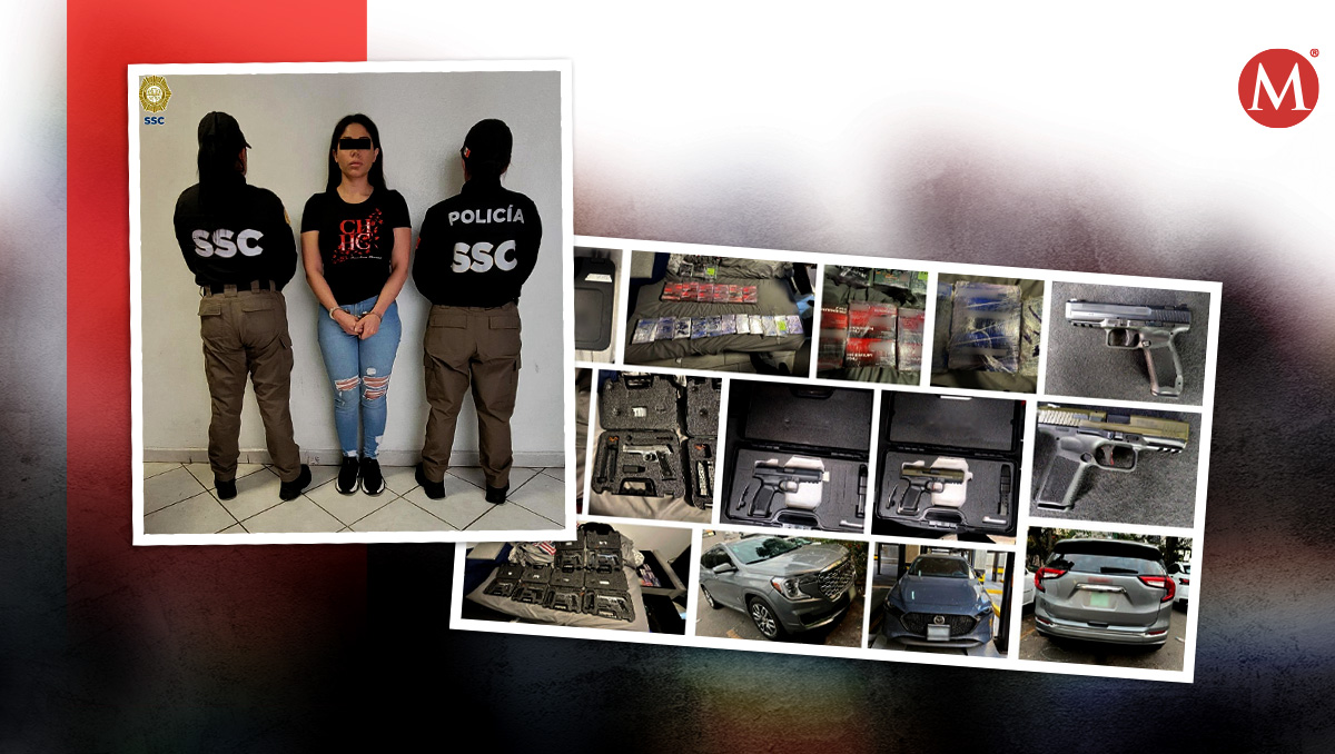 Mujer detenida en Coyoacán por venta ilegal de armas. (Diseño: Milenio)