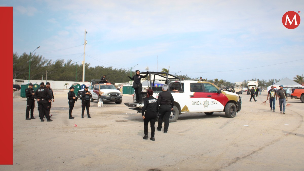 Guardia Estatal llegaron a Playa Miramar. (Yazmín Sánchez)