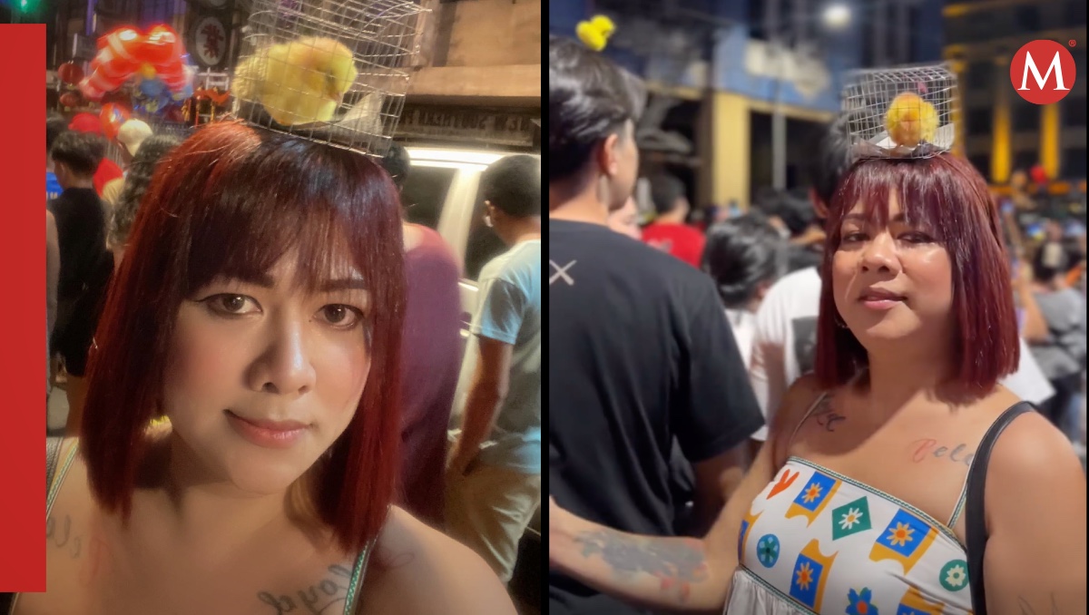 Influencer se suma a la moda de los patos en la cabeza con un pollo vivo | ESPECIAL