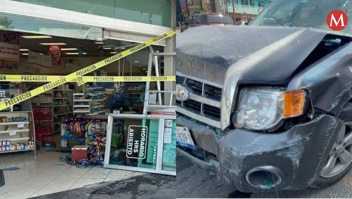 Mujer se siente mal de salud  y choca contra farmacia en Matamoros