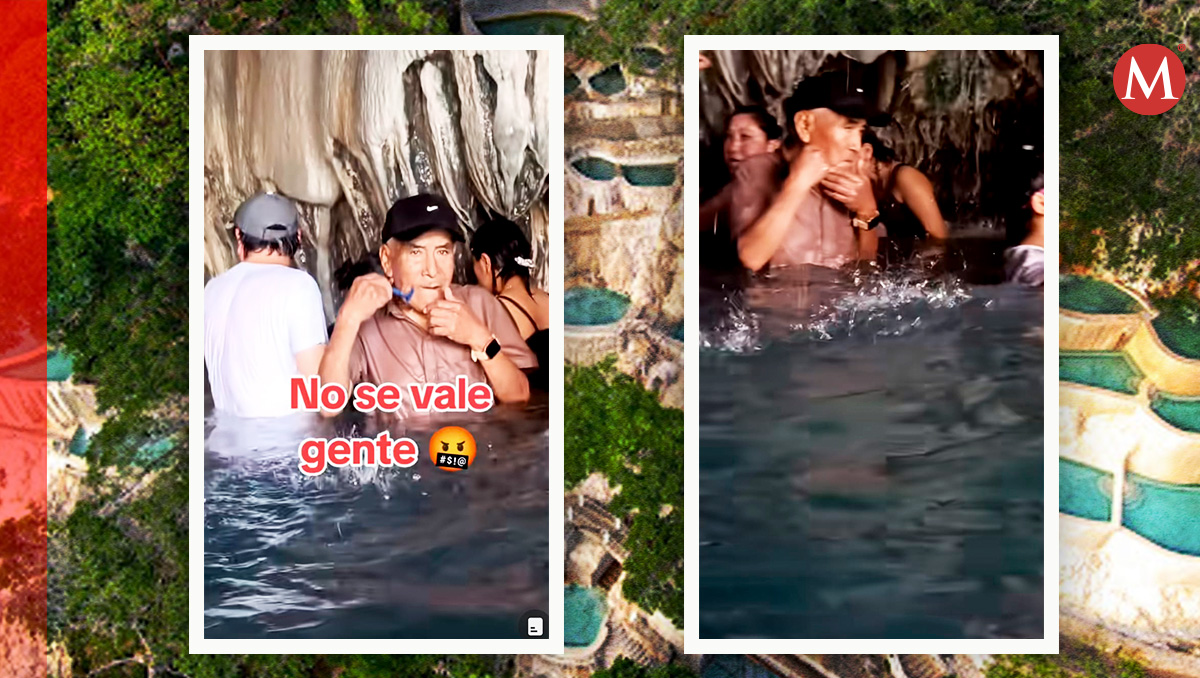 Turista se afeita dentro de aguas termales de Hidalgo