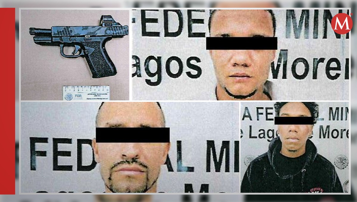 Los detenidos en Lagos de Moreno portaban diversas armas las cuales fueron aseguradas (Fotos: X | Diseño: Milenio)