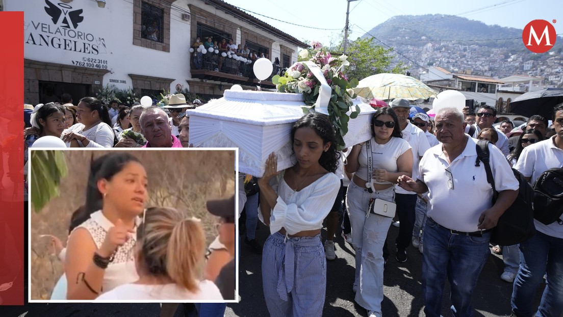 Familiares y vecinos en el cortejo fúnebre de Camila, asesinada el 27 de marzo en Taxco de Alarcón, Guerrero.