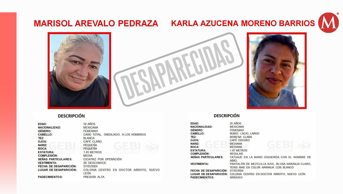 Desaparecen mujer y su suegra en Doctor Arroyo.
