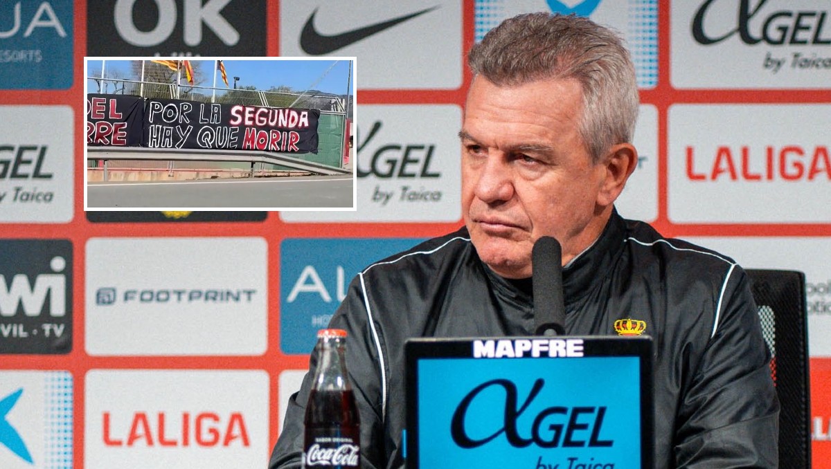 Fans de Mallorca dedican pancarta en apoyo a Javier Aguirre (X: @RCD_Mallorca)