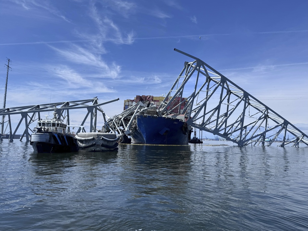 Restos del puente Francis Scott Key colapsado en Baltimore. | AP