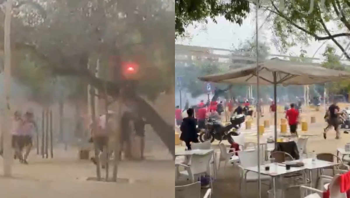 Aficionados del Mallorca y Athletic Club causan una pelea previo a la final de la Copa del Rey (Captura X @RadioMARCA)