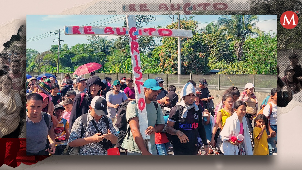 Viacrucis del Migrante en Chiapas. | Foto: Jhonatan González. | Diseño: Samantha Martínez