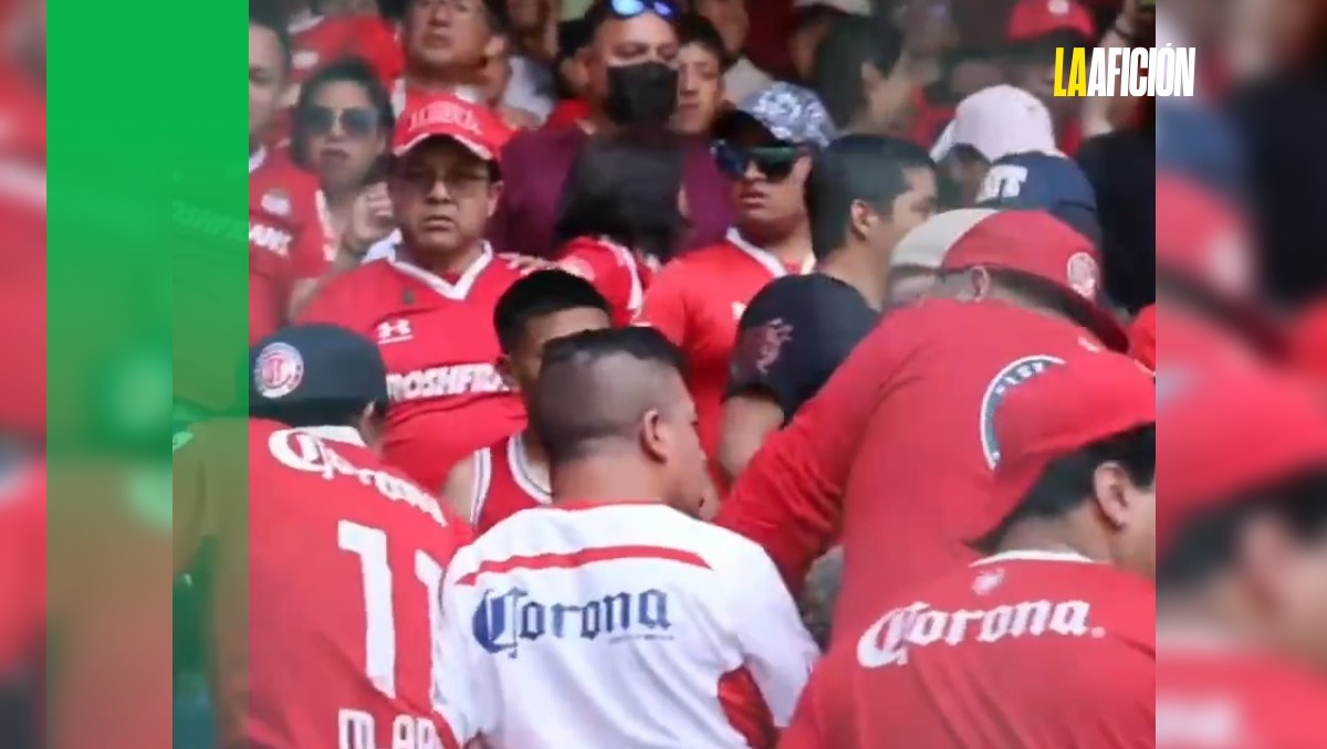 Aficionados del Toluca protagonizan pelea en las tribunas del Nemesio Diez (Especial)