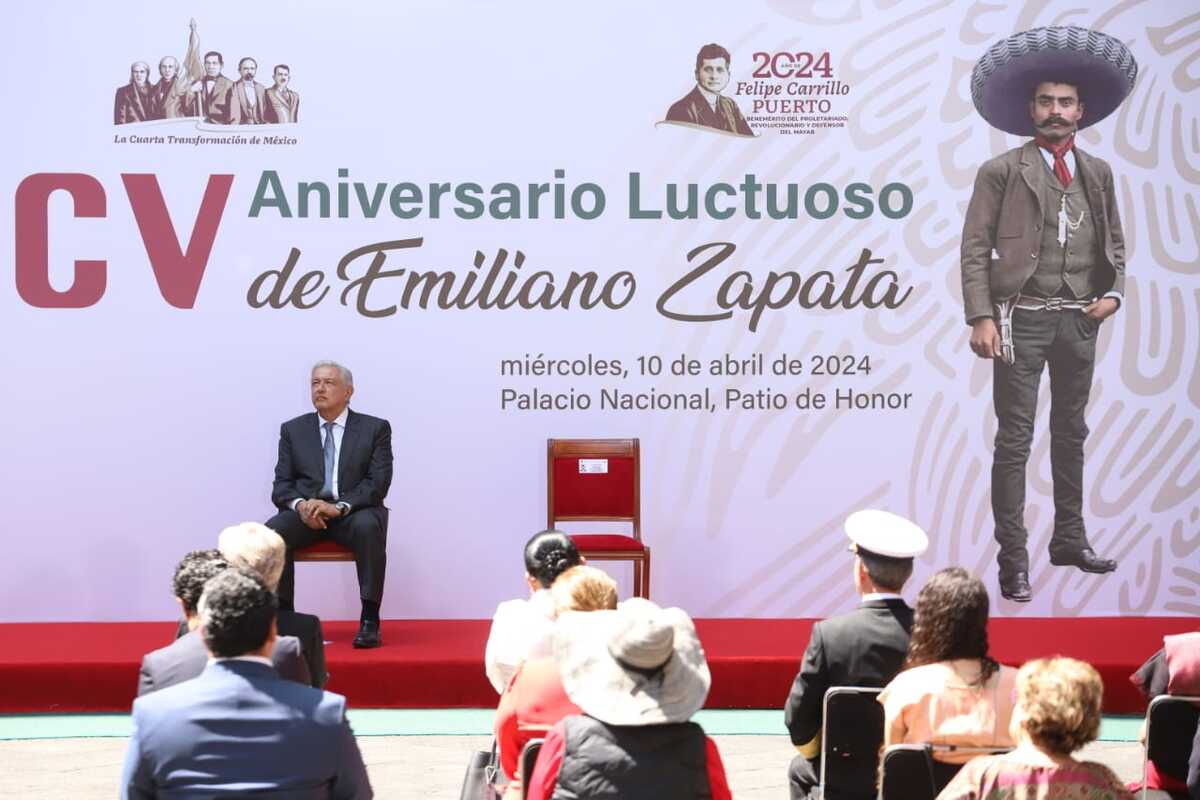 AMLO durante la ceremonia conmemorativa del 105 aniversario luctuoso de Emiliano Zapata | Jesús Quintanar