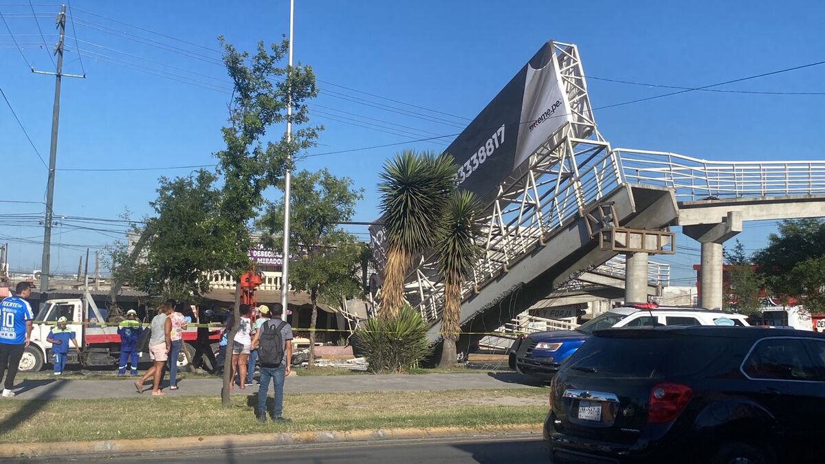 Cae puente peatonal. Foto: Especial