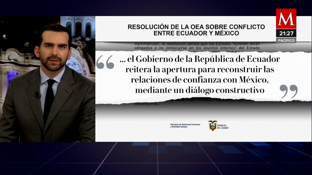 Ecuador llama a diálogo constructivo para restablecer las relaciones con México