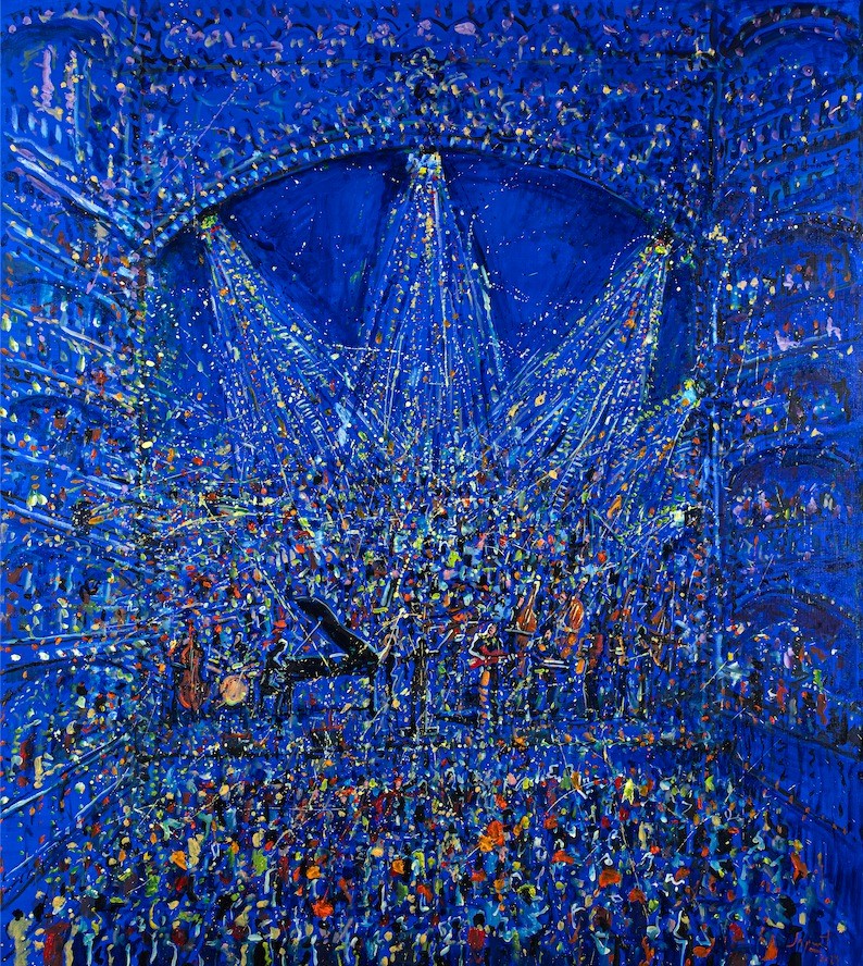 Fragmento de la pintura 'La farándula del espectáculo'. (Foto: Especial)