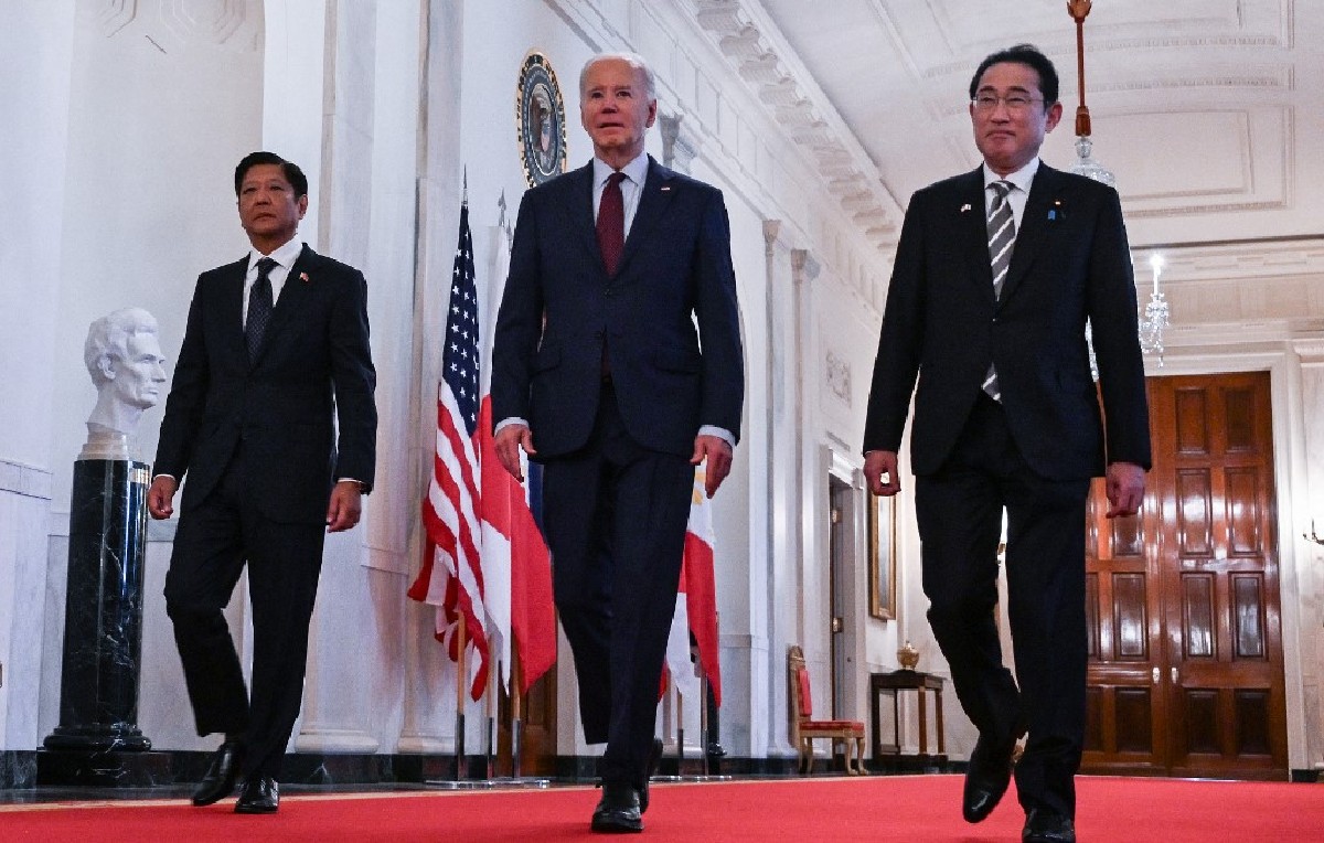 Fumio Kishida, Ferdinand Marcos Jr, Joe Biden en la Casa Blanca (AFP)