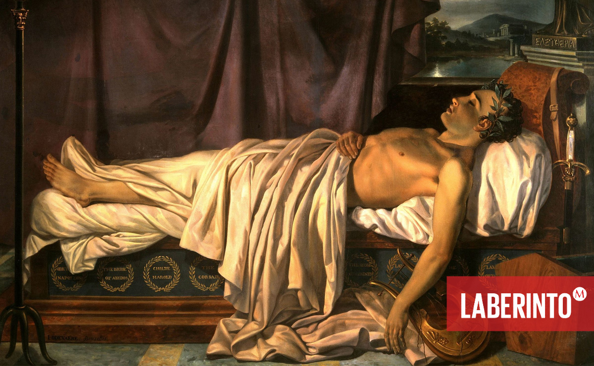 Lord Byron en su lecho de muerte. Wikimedia Commons)