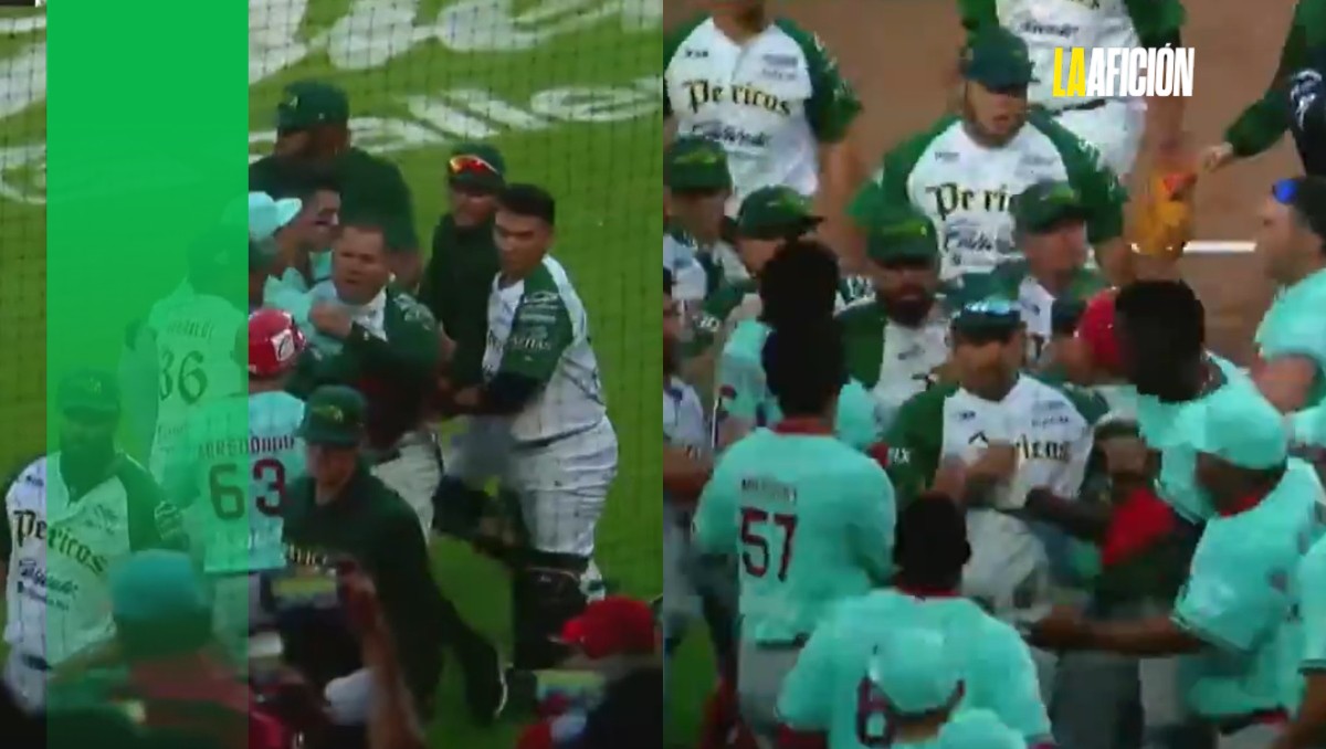 Diablos Rojos y Pericos protagonizan bronca en juego de LMB (Captura X@irvingrf)