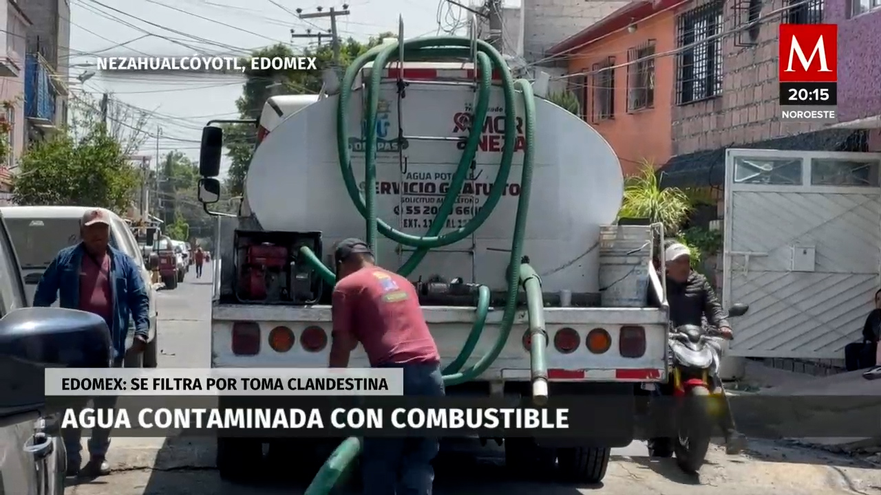 Agua potable mezclada con hidrocarburo en el Estado de México