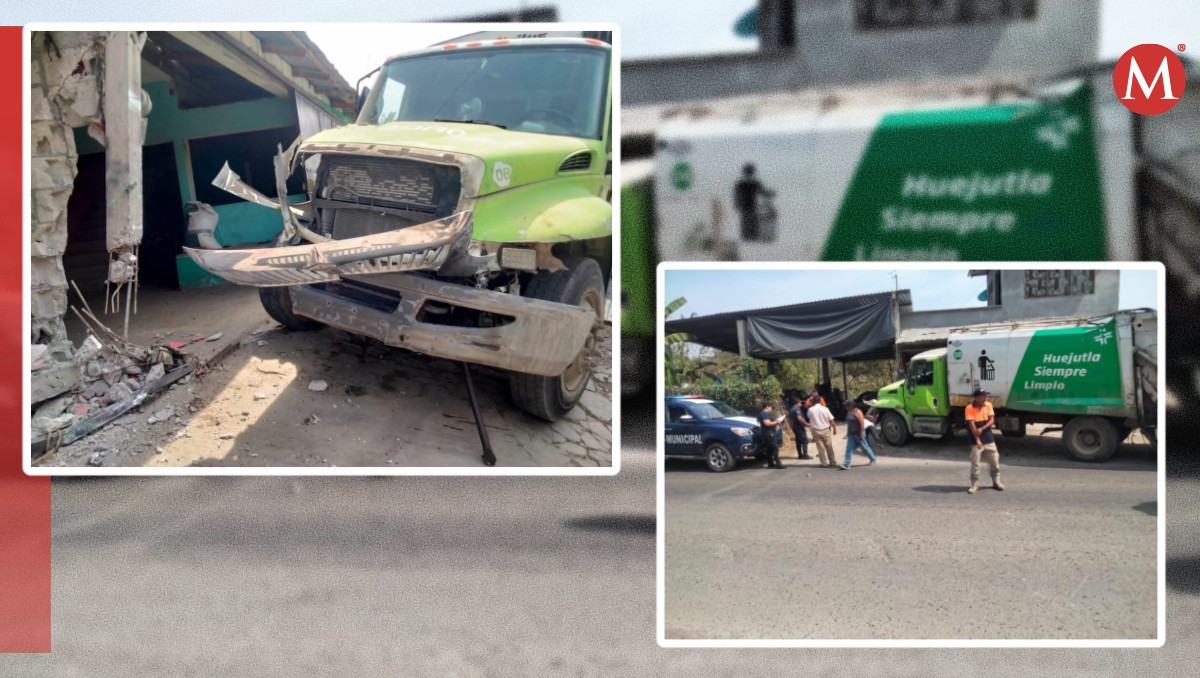 Camión recolector de basura accidentado en San Felipe Orizatlán, Hidalgo