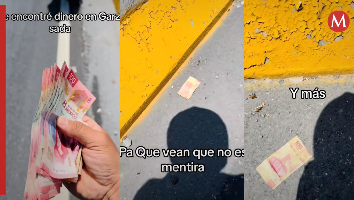 Joven se encuentra decenas de billetes en plena avenida Garza Sada | Especial