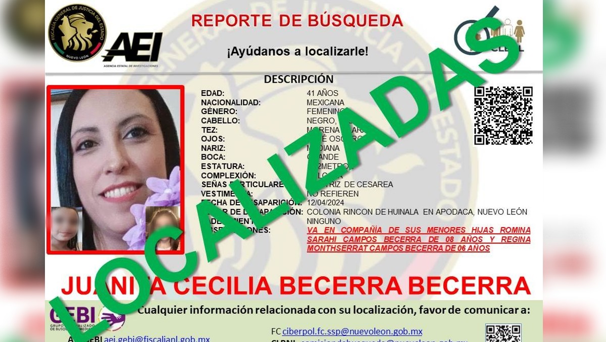 Localizan a madre y sus dos hijas tras ser reportadas como desaparecidas en Apodaca, NL/ Especial
