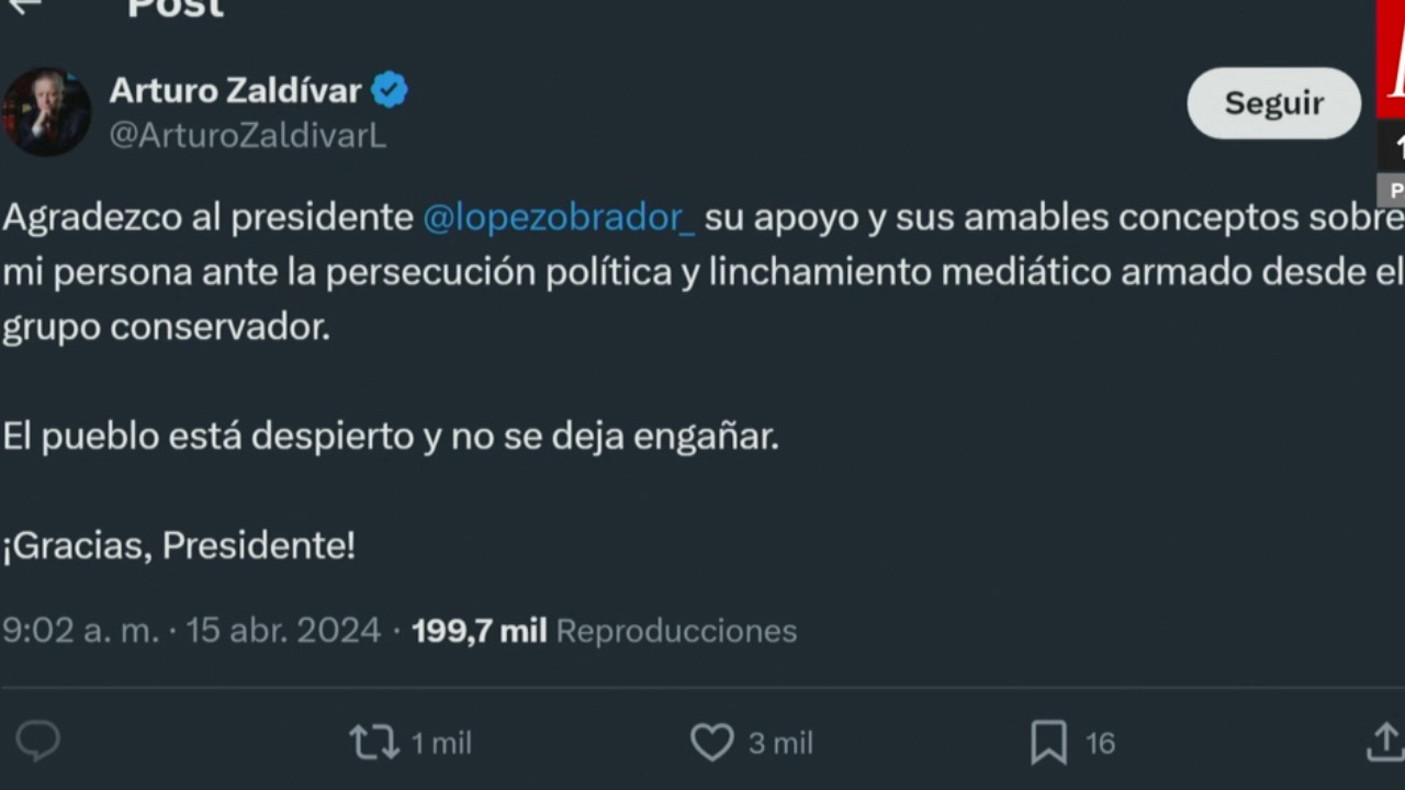El ministro en retiro, Arturo Zaldívar, agradeció el apoyo de AMLO